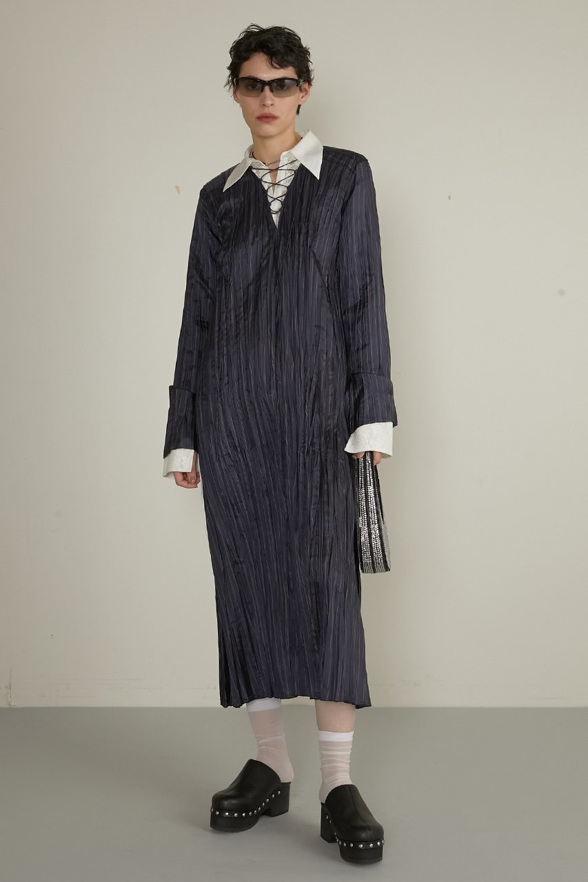 【プランク プロジェクト/PRANK PROJECT】のランダムプリーツレースアップドレス / Random Pleat Lace-up Dress 人気、トレンドファッション・服の通販 founy(ファニー) 　ファッション　Fashion　レディースファッション　Fashion for Women　ワンピース　Dresses　フォーマル・パーティードレス・結婚式用ドレス　Elegant & Casual Dresses　チュニック　Tunic Tops & Dresses　チュニック　Tunic, Long Top　フロント　Front, Front Design　プリーツ　Pleats, Pleated　ランダム　Random, Irregular　レース　Lace, Lace Fabric　ロング　Long, Long-Length　other-8|ID: prp329100004316396 ipo3291000000032870445