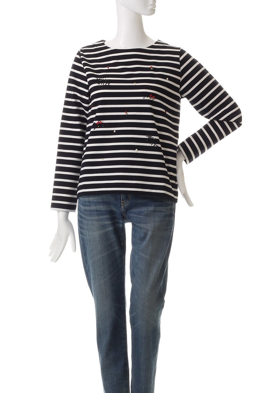 【ミュベール/MUVEIL】のサンリオキャラクターコラボハローキティボーダーロングカットソー 人気、トレンドファッション・服の通販 founy(ファニー) 　ファッション　Fashion　レディースファッション　Fashion for Women　トップス・カットソー　Cut & Sew Tops　シャツ・ブラウス・オフィスカジュアル　Elegant Blouses & Button-Ups　ロングTシャツ・Tシャツ　Longline T-Shirts & Tees　カットソー・ベーシックTシャツ　Cut-and-Sewn Tops / Stretch Tees & Basics　カットソー　Cut and Sewn Top　キャラクター　Character, Licensed Characters　コンパクト　Compact, Small Size　スリーブ　Sleeve, Long Sleeve / Short Sleeve　チューリップ　Tube, Tube Top　ボトム　Bottoms, Lower Wear　ボーダー　Border, Stripe　ロング　Long, Long-Length　other-2|ID: prp329100004316425 ipo3291000000032888080