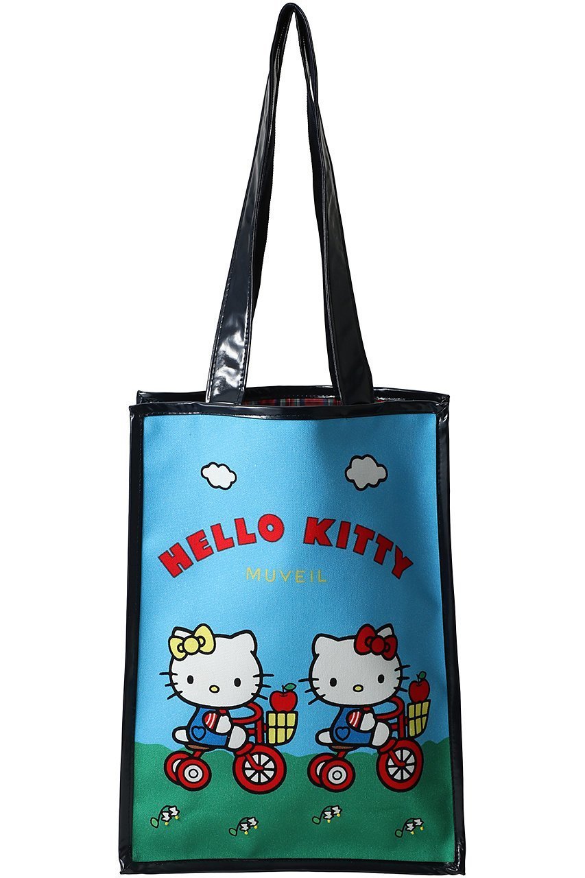 【ミュベール/MUVEIL】のサンリオキャラクターコラボハローキティ&ハローミミィバッグ インテリア・キッズ・メンズ・レディースファッション・服の通販 founy(ファニー) 　ファッション　Fashion　レディースファッション　Fashion for Women　バッグ　Bags　キャンバス　Canvas, Canvas Fabric　タフタ　Taffeta, Structured Fabric　チェック　Check, Plaid, Tartan　パッチ　Patch, Appliqué　ブルー|ID: prp329100004316426 ipo3291000000032788033