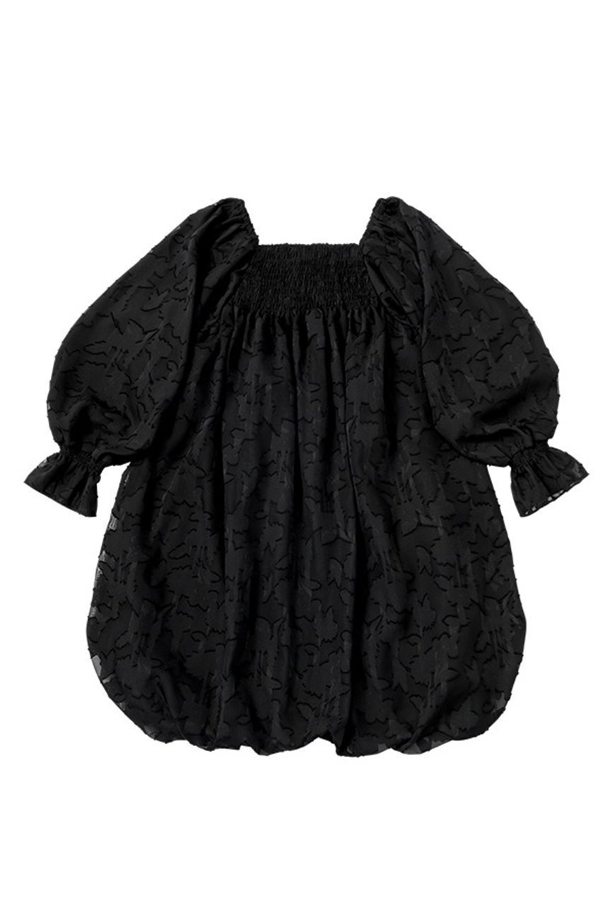 【マールマール/MARLMARL / KIDS】の【Kids】pompadour dress インテリア・キッズ・メンズ・レディースファッション・服の通販 founy(ファニー) 　ファッション　Fashion　キッズファッション　Fashion for Kids　ワンピース　Dresses　シャーリング　Shirring, Ruched　ジャカード／ジャガード　Jacquard, Woven Pattern　スリーブ　Sleeve, Long Sleeve / Short Sleeve　ドレス　Dress, One-Piece　バルーン　Balloon, Balloon Silhouette　レース　Lace, Lace Fabric　おすすめ　Recommended / Our Picks　leaf black|ID: prp329100004316463 ipo3291000000032848677