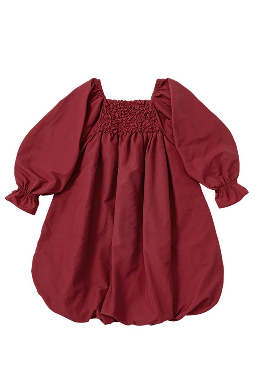 【マールマール/MARLMARL / KIDS】の【KIDS】pompadour dress インテリア・キッズ・メンズ・レディースファッション・服の通販 founy(ファニー) 　ファッション　Fashion　キッズファッション　Fashion for Kids　ワンピース　Dresses　シャーリング　Shirring, Ruched　ジャカード／ジャガード　Jacquard, Woven Pattern　スリーブ　Sleeve, Long Sleeve / Short Sleeve　ドレス　Dress, One-Piece　バルーン　Balloon, Balloon Silhouette　レース　Lace, Lace Fabric　おすすめ　Recommended / Our Picks　wine|ID: prp329100004316463 ipo3291000000036190949