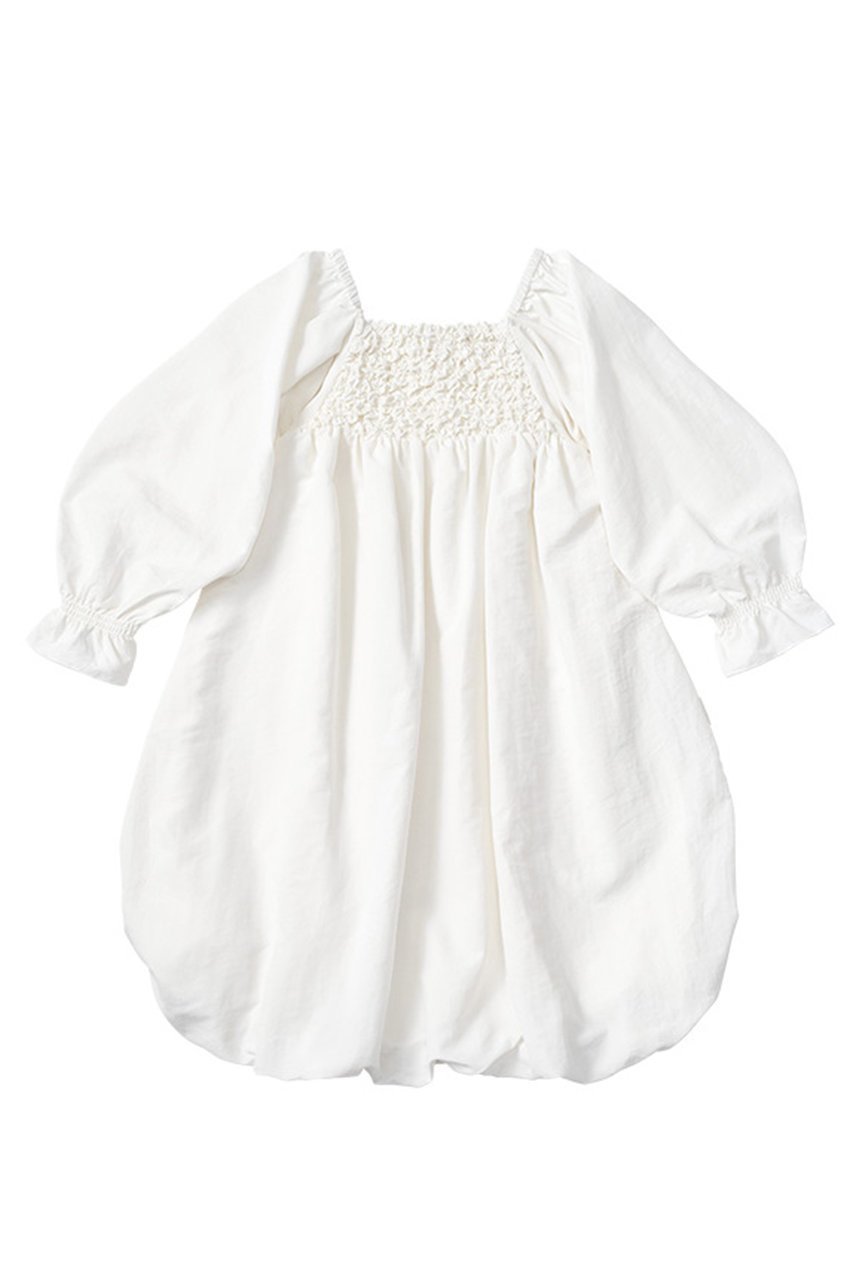 【マールマール/MARLMARL / KIDS】の【KIDS】pompadour dress インテリア・キッズ・メンズ・レディースファッション・服の通販 founy(ファニー) 　ファッション　Fashion　キッズファッション　Fashion for Kids　ワンピース　Dresses　シャーリング　Shirring, Ruched　ジャカード／ジャガード　Jacquard, Woven Pattern　スリーブ　Sleeve, Long Sleeve / Short Sleeve　ドレス　Dress, One-Piece　バルーン　Balloon, Balloon Silhouette　レース　Lace, Lace Fabric　おすすめ　Recommended / Our Picks　white|ID: prp329100004316463 ipo3291000000036190950