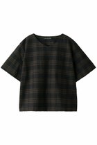 【ミズイロ インド/mizuiro ind】のVネックワイドスリーブプルオーバー グレー×ブラウンチェック|ID: prp329100004316615 ipo3291000000029938542