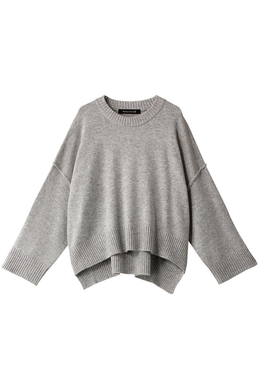 【ミズイロ インド/mizuiro ind】のcrew neck wide P/O プルオーバー インテリア・キッズ・メンズ・レディースファッション・服の通販 founy(ファニー) 　ファッション　Fashion　レディースファッション　WOMEN　トップス・カットソー　Tops/Tshirt　ニット　Knit Tops　プルオーバー　Pullover　シンプル　Simple　スリット　Slit　トレンド　Trend　ドレープ　Drape　ベーシック　Basic　l.gray|ID: prp329100004318619 ipo3291000000029958054