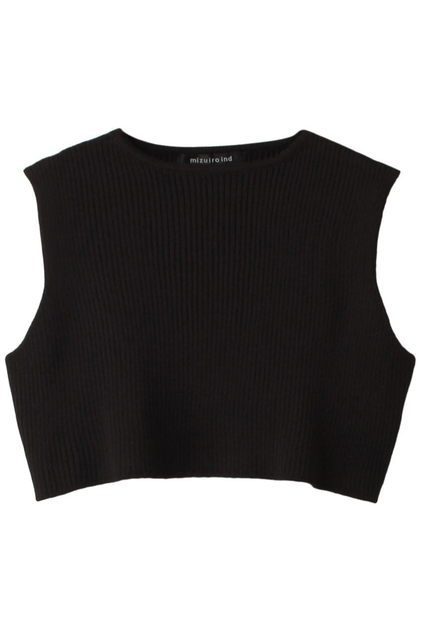 【ミズイロ インド/mizuiro ind】のboat neck short vest ベスト インテリア・キッズ・メンズ・レディースファッション・服の通販 founy(ファニー) 　ファッション　Fashion　レディースファッション　WOMEN　トップス・カットソー　Tops/Tshirt　ニット　Knit Tops　ベスト/ジレ　Gilets/Vests　プルオーバー　Pullover　ショート　Short　シンプル　Simple　トレンド　Trend　ベスト　Vest　ブラック|ID: prp329100004318638 ipo3291000000029958493