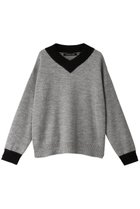 【ミズイロ インド/mizuiro ind】のV neck bicolor P/O プルオーバー ライトグレー|ID: prp329100004318645 ipo3291000000029958517