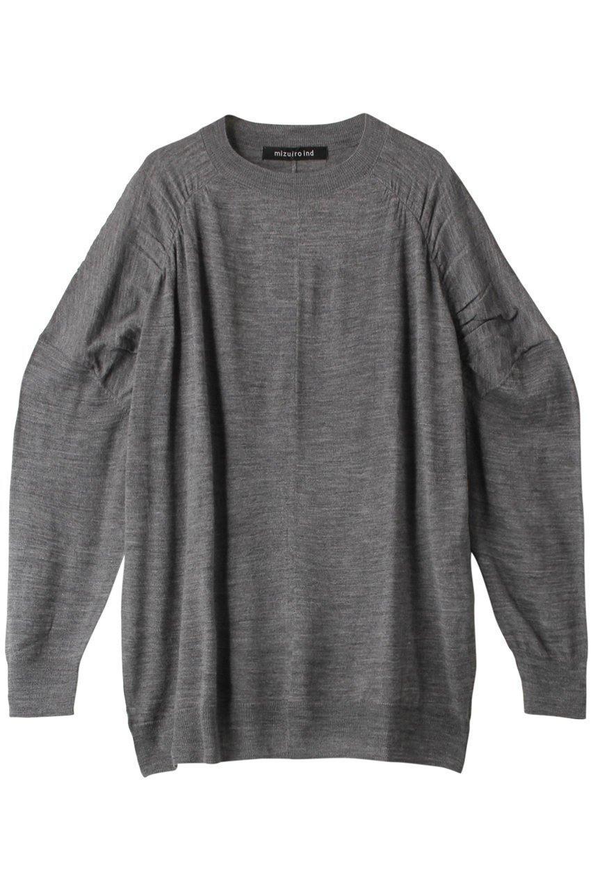 【ミズイロ インド/mizuiro ind】のcrew neck gather shoulder tunic チュニック インテリア・キッズ・メンズ・レディースファッション・服の通販 founy(ファニー) 　ファッション　Fashion　レディースファッション　WOMEN　ワンピース　Dress　チュニック　Tunic　ギャザー　Gather　シアー　Sheer　チュニック　Tunic　ポンチョ　Poncho　グレー|ID: prp329100004318697 ipo3291000000029958759