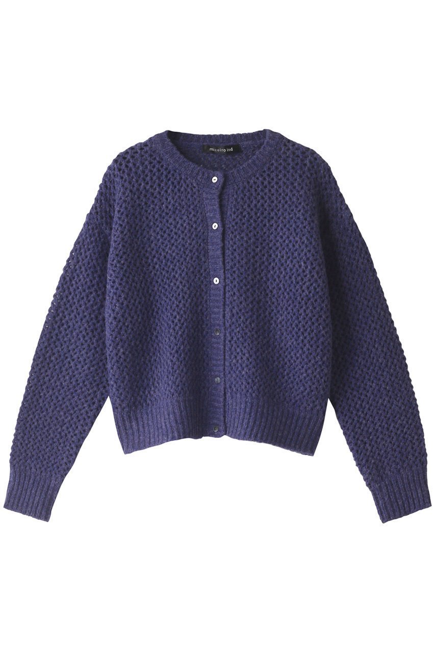 【ミズイロ インド/mizuiro ind】のmesh crew neck C/D カーディガン インテリア・キッズ・メンズ・レディースファッション・服の通販 founy(ファニー) 　ファッション　Fashion　レディースファッション　WOMEN　トップス・カットソー　Tops/Tshirt　ニット　Knit Tops　カーディガン　Cardigans　カーディガン　Cardigan　シアー　Sheer　シンプル　Simple　メッシュ　Mesh　ブルー|ID: prp329100004318702 ipo3291000000029958789