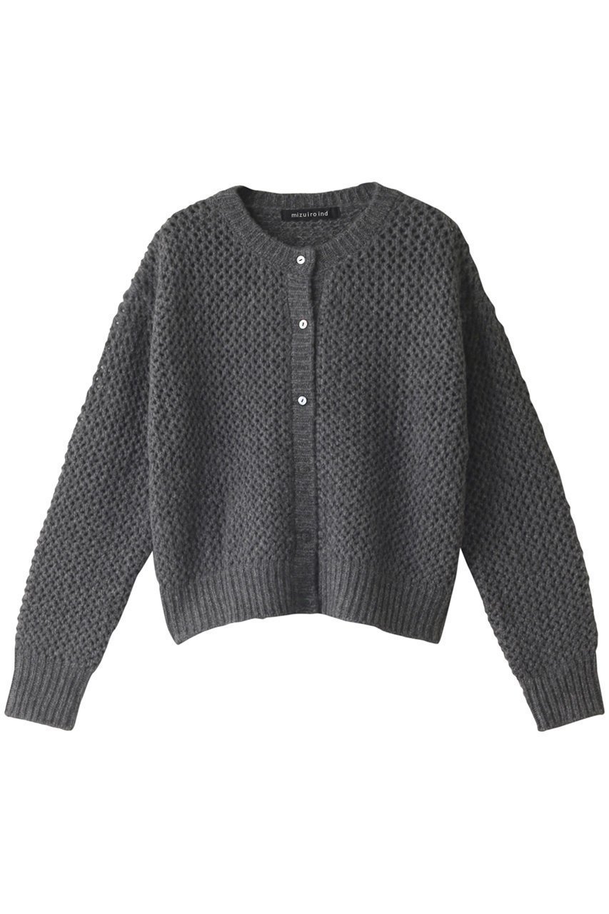 【ミズイロ インド/mizuiro ind】のmesh crew neck C/D カーディガン インテリア・キッズ・メンズ・レディースファッション・服の通販 founy(ファニー) 　ファッション　Fashion　レディースファッション　WOMEN　トップス・カットソー　Tops/Tshirt　ニット　Knit Tops　カーディガン　Cardigans　カーディガン　Cardigan　シアー　Sheer　シンプル　Simple　メッシュ　Mesh　グレー|ID: prp329100004318702 ipo3291000000029958790