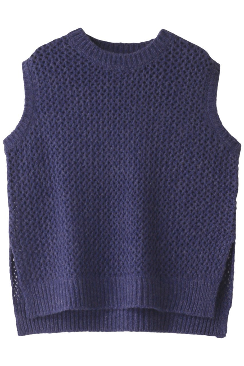 【ミズイロ インド/mizuiro ind】のmesh crew neck short vest ベスト インテリア・キッズ・メンズ・レディースファッション・服の通販 founy(ファニー) 　ファッション　Fashion　レディースファッション　WOMEN　トップス・カットソー　Tops/Tshirt　ニット　Knit Tops　ベスト/ジレ　Gilets/Vests　プルオーバー　Pullover　シアー　Sheer　シンプル　Simple　スリット　Slit　ベスト　Vest　メッシュ　Mesh　ブルー|ID: prp329100004318703 ipo3291000000029958793