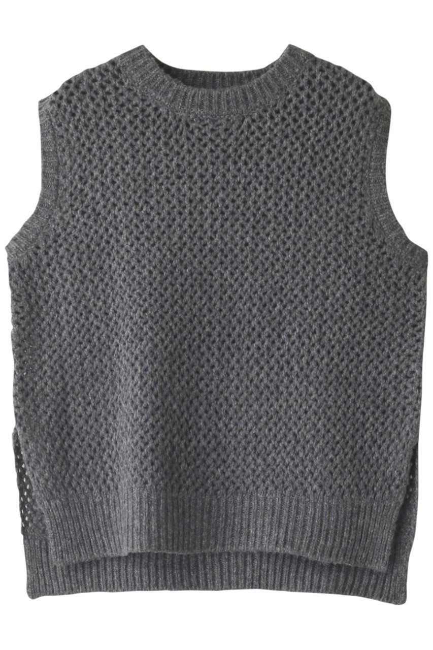 【ミズイロ インド/mizuiro ind】のmesh crew neck short vest ベスト インテリア・キッズ・メンズ・レディースファッション・服の通販 founy(ファニー) 　ファッション　Fashion　レディースファッション　WOMEN　トップス・カットソー　Tops/Tshirt　ニット　Knit Tops　ベスト/ジレ　Gilets/Vests　プルオーバー　Pullover　シアー　Sheer　シンプル　Simple　スリット　Slit　ベスト　Vest　メッシュ　Mesh　グレー|ID: prp329100004318703 ipo3291000000029958794