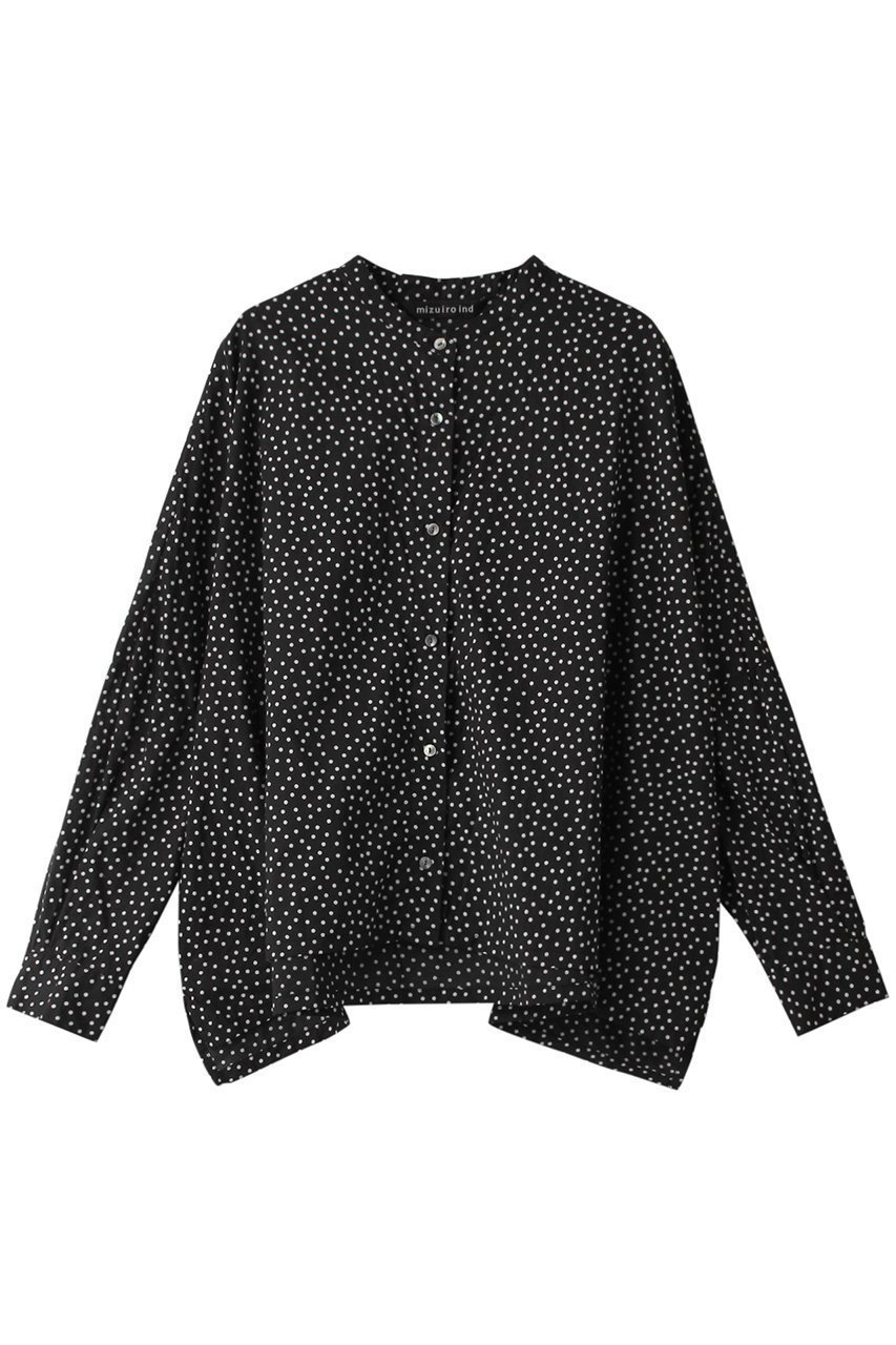 【ミズイロ インド/mizuiro ind】のdots long slv wide shirt シャツ インテリア・キッズ・メンズ・レディースファッション・服の通販 founy(ファニー) 　ファッション　Fashion　レディースファッション　WOMEN　トップス・カットソー　Tops/Tshirt　シャツ/ブラウス　Shirts/Blouses　スタンド　Stand　スリット　Slit　スリーブ　Sleeve　ドット　Dot　ポンチョ　Poncho　ロング　Long　長袖　Long Sleeve　ブラック|ID: prp329100004318721 ipo3291000000029958864