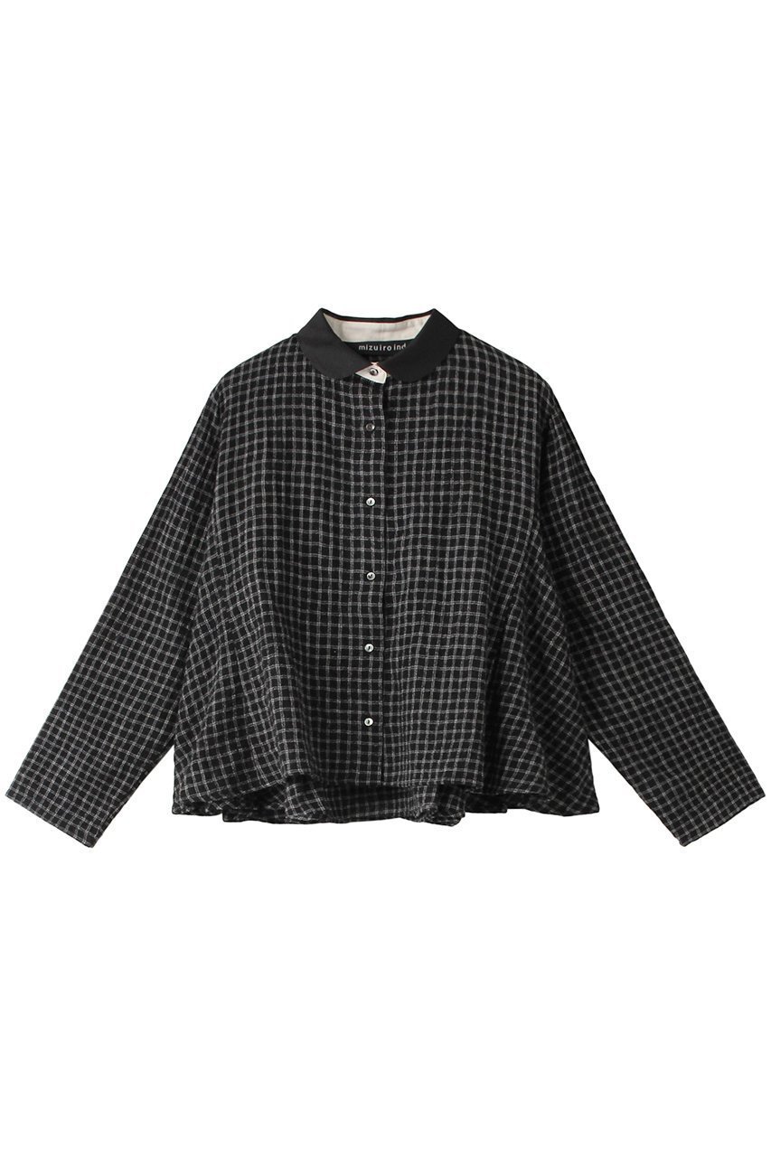 【ミズイロ インド/mizuiro ind】のチェックフレアシャツ インテリア・キッズ・メンズ・レディースファッション・服の通販 founy(ファニー) 　ファッション　Fashion　レディースファッション　WOMEN　トップス・カットソー　Tops/Tshirt　シャツ/ブラウス　Shirts/Blouses　おすすめ　Recommend　ショート　Short　スリーブ　Sleeve　チェック　Check　バランス　Balance　フェミニン　Feminine　フレア　Flare　ボトム　Bottom　ロング　Long　エレガント 上品　Elegant　羽織　Haori　ブラック3|ID: prp329100004318799 ipo3291000000029959190