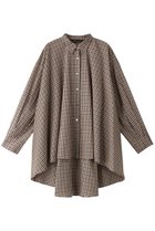 【ミズイロ インド/mizuiro ind】のチェックフレアシャツチュニック ベージュ|ID: prp329100004318927 ipo3291000000029959681