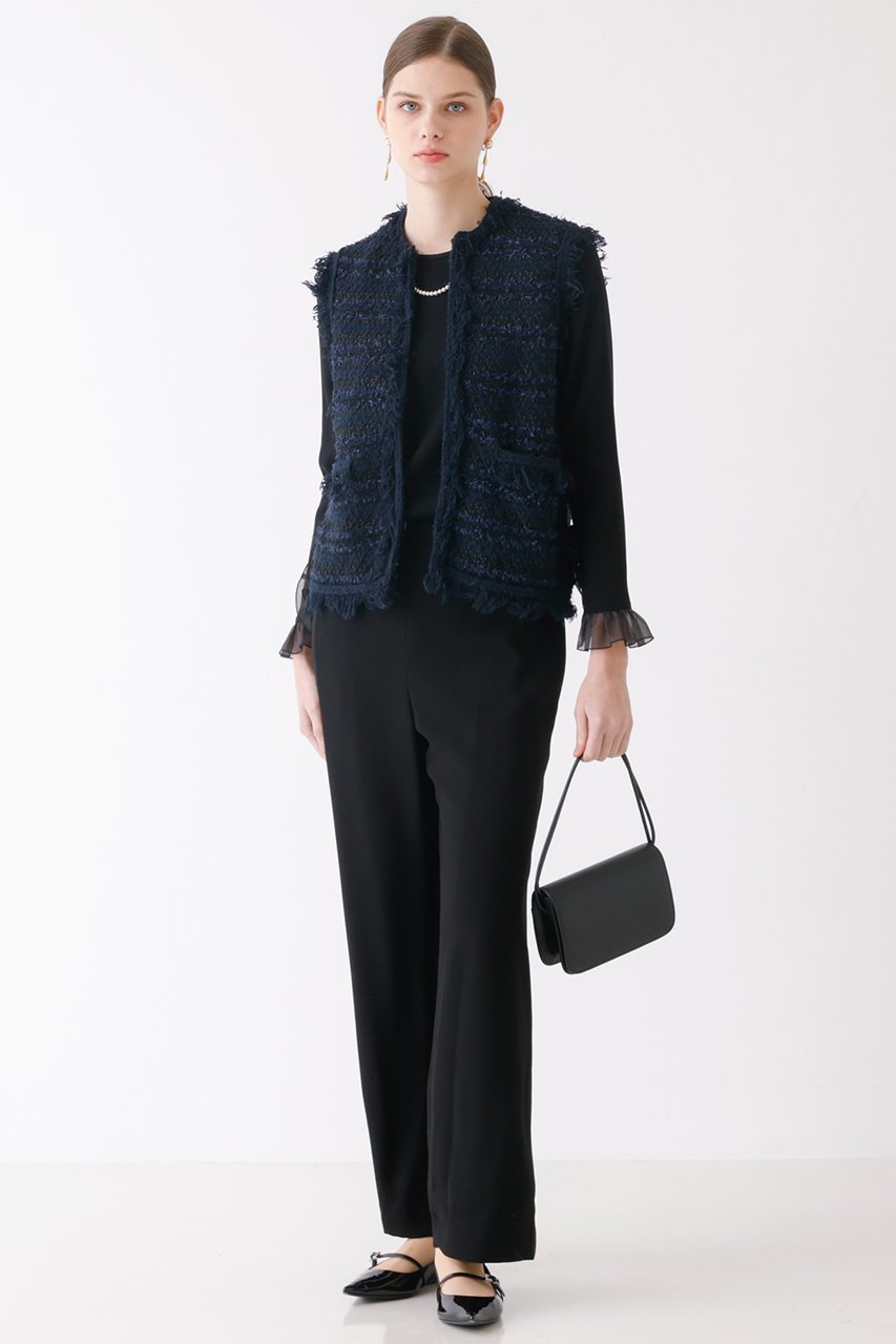 【デザイン ワークス/DESIGN WORKS】のバックサテンフリルスリーブブラウス 人気、トレンドファッション・服の通販 founy(ファニー) 　ファッション　Fashion　レディースファッション　Fashion for Women　トップス・カットソー　Cut & Sew Tops　シャツ・ブラウス・オフィスカジュアル　Elegant Blouses & Button-Ups　バッグ　Bags　シアー　Sheer, See-Through　シンプル　Simple, Minimal　ストレッチ　Stretch, Stretchy Fabric　スリット　Slit, Slit Detail　スリーブ　Sleeve, Long Sleeve / Short Sleeve　ロング　Long, Long-Length　エレガント 上品　Elegant　other-3|ID: prp329100004318952 ipo3291000000032873377