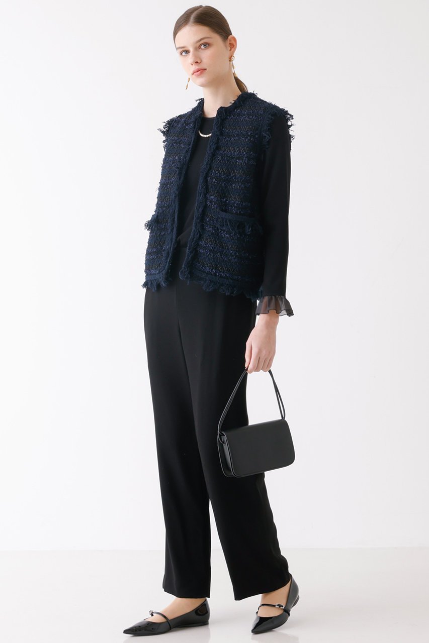 【デザイン ワークス/DESIGN WORKS】のバックサテンフリルスリーブブラウス 人気、トレンドファッション・服の通販 founy(ファニー) 　ファッション　Fashion　レディースファッション　Fashion for Women　トップス・カットソー　Cut & Sew Tops　シャツ・ブラウス・オフィスカジュアル　Elegant Blouses & Button-Ups　バッグ　Bags　シアー　Sheer, See-Through　シンプル　Simple, Minimal　ストレッチ　Stretch, Stretchy Fabric　スリット　Slit, Slit Detail　スリーブ　Sleeve, Long Sleeve / Short Sleeve　ロング　Long, Long-Length　エレガント 上品　Elegant　other-4|ID: prp329100004318952 ipo3291000000032873383