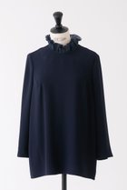 【デザイン ワークス/DESIGN WORKS】のバックサテンフリルカラーブラウス ダークネイビー|ID:prp329100004320254