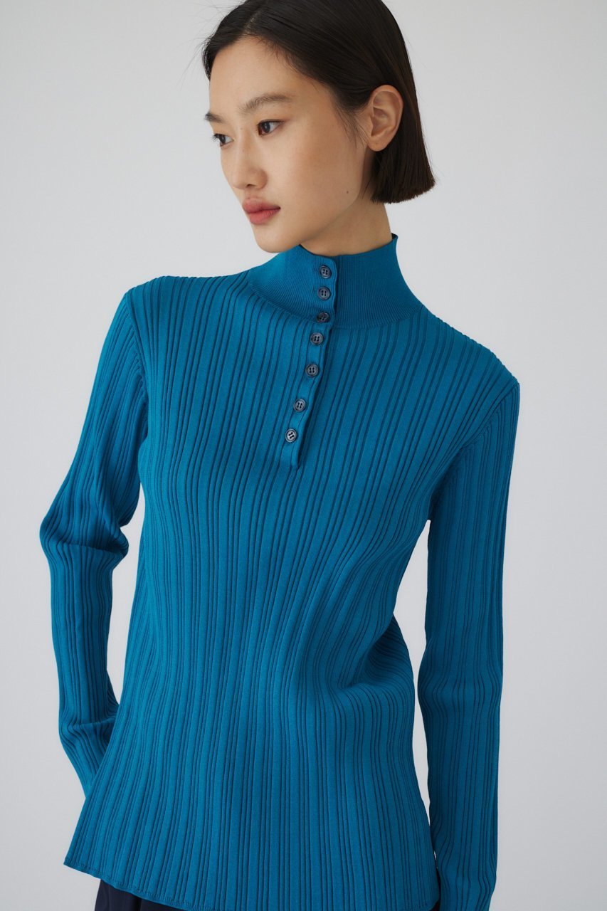 【リムアーク/RIM.ARK】のOpen collar rib knit tops/トップス インテリア・キッズ・メンズ・レディースファッション・服の通販 founy(ファニー) ファッション Fashion レディースファッション Fashion for Women トップス・カットソー Cut & Sew Tops ニット Knit Tops & Sweaters カジュアルプルオーバー・ニットトップス Pullovers & Knit Tops / Casual Pullovers フロント Front, Front Design ベーシック Basic, Essential ブルー|ID: prp329100004320285 ipo3291000000032919285