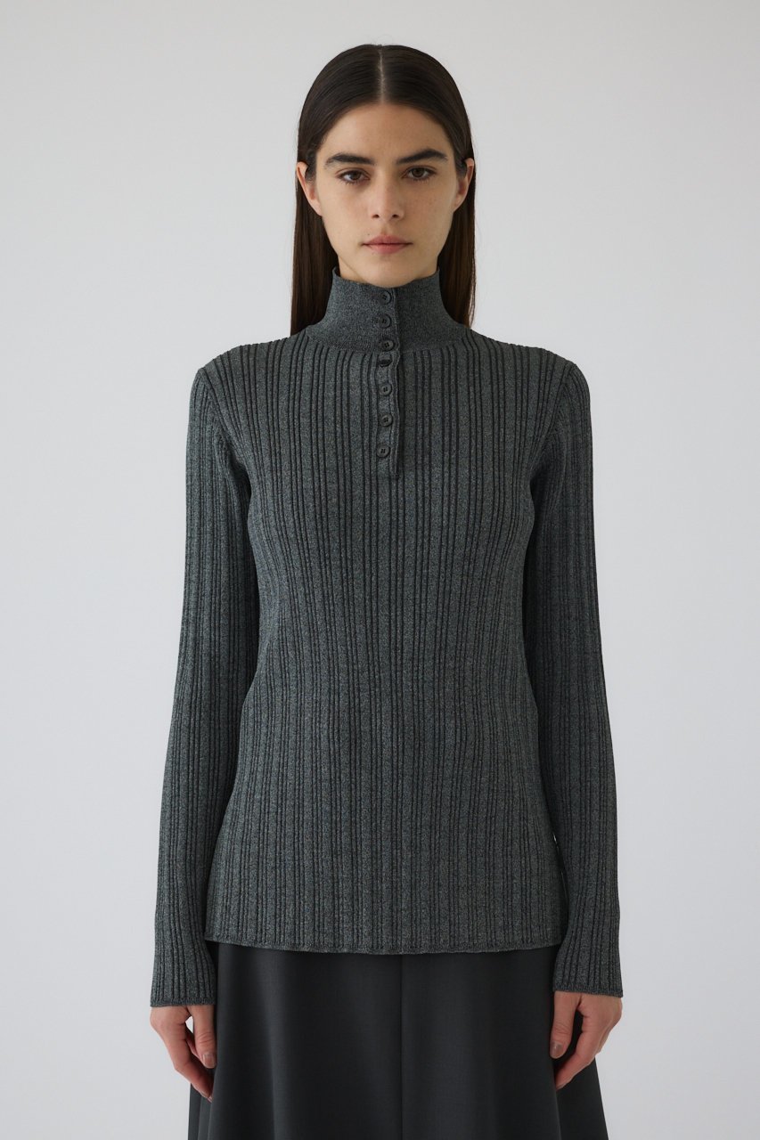 【リムアーク/RIM.ARK】のOpen collar rib knit tops/トップス インテリア・キッズ・メンズ・レディースファッション・服の通販 founy(ファニー) ファッション Fashion レディースファッション Fashion for Women トップス・カットソー Cut & Sew Tops ニット Knit Tops & Sweaters カジュアルプルオーバー・ニットトップス Pullovers & Knit Tops / Casual Pullovers フロント Front, Front Design ベーシック Basic, Essential グレー|ID: prp329100004320285 ipo3291000000032919304