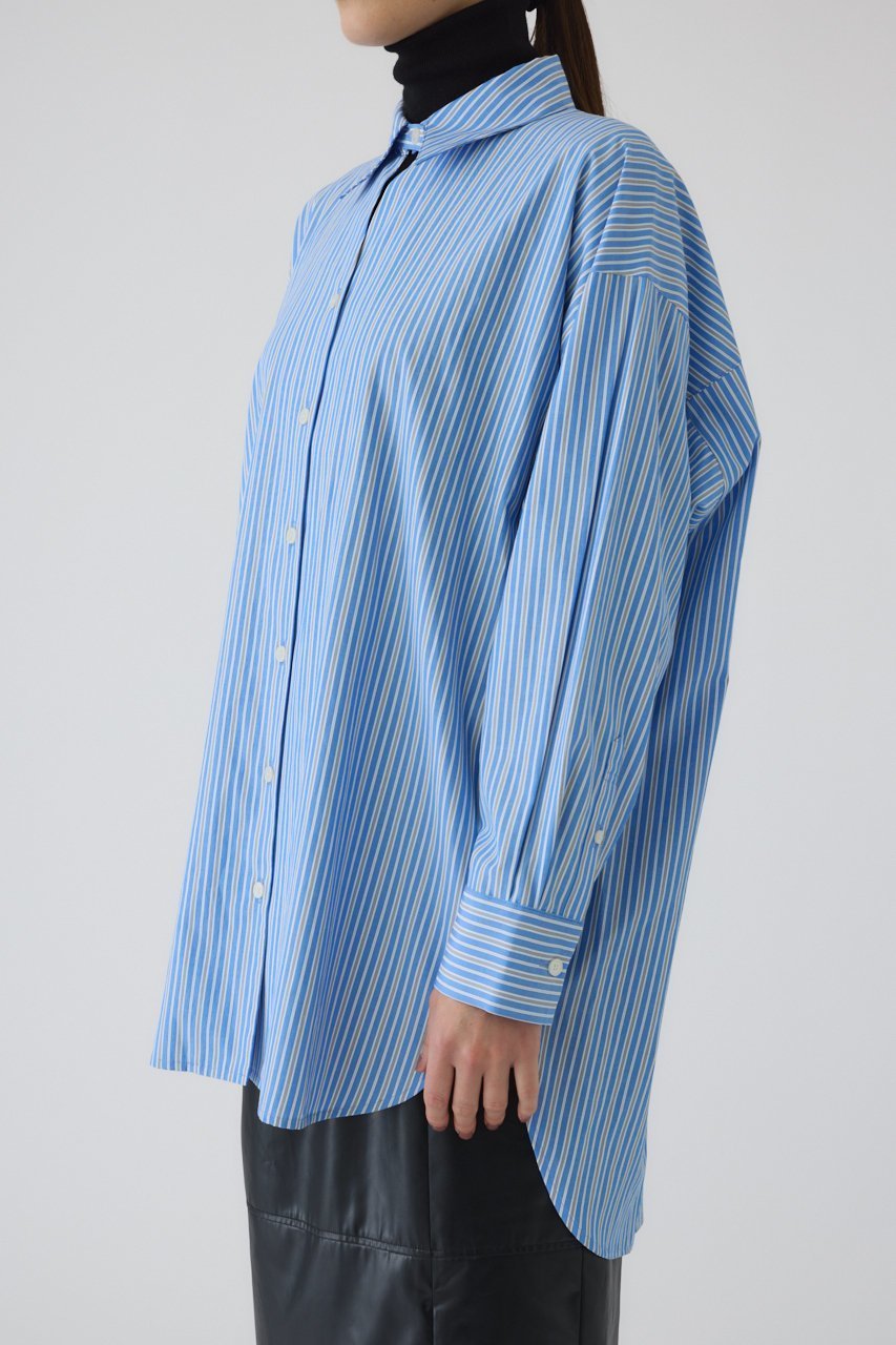 【リムアーク/RIM.ARK】のBack volume stripe SH/シャツ 人気、トレンドファッション・服の通販 founy(ファニー) 　ファッション　Fashion　レディースファッション　Fashion for Women　トップス・カットソー　Cut & Sew Tops　シャツ・ブラウス・オフィスカジュアル　Elegant Blouses & Button-Ups　ストライプ　Stripe, Striped Pattern　スリーブ　Sleeve, Long Sleeve / Short Sleeve　バランス　Balance, Style Balance　パターン　Pattern, Design Print　ロング　Long, Long-Length　other-2|ID: prp329100004320286 ipo3291000000032881675