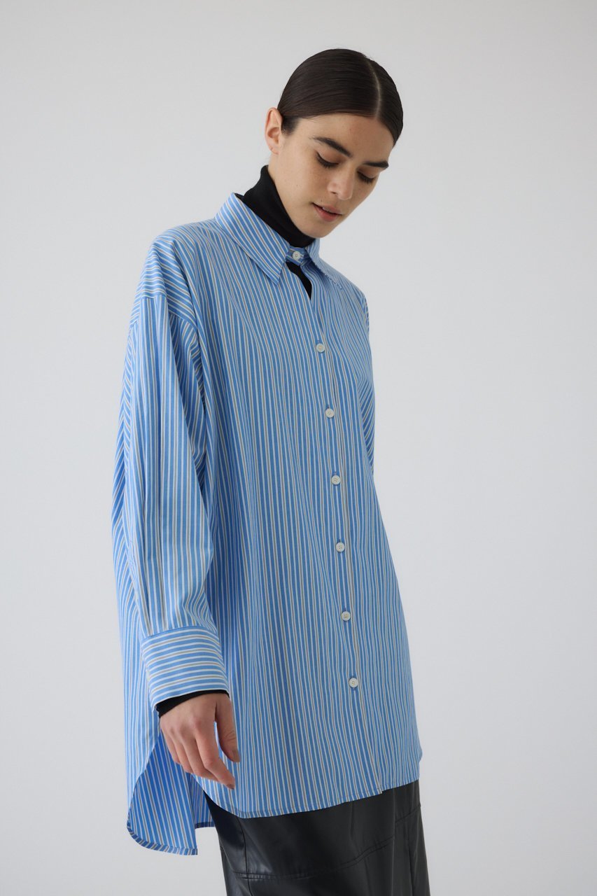 【リムアーク/RIM.ARK】のBack volume stripe SH/シャツ 人気、トレンドファッション・服の通販 founy(ファニー) 　ファッション　Fashion　レディースファッション　Fashion for Women　トップス・カットソー　Cut & Sew Tops　シャツ・ブラウス・オフィスカジュアル　Elegant Blouses & Button-Ups　ストライプ　Stripe, Striped Pattern　スリーブ　Sleeve, Long Sleeve / Short Sleeve　バランス　Balance, Style Balance　パターン　Pattern, Design Print　ロング　Long, Long-Length　other-5|ID: prp329100004320286 ipo3291000000032881695