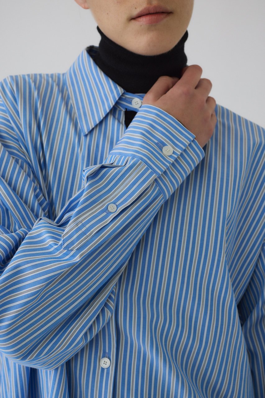 【リムアーク/RIM.ARK】のBack volume stripe SH/シャツ 人気、トレンドファッション・服の通販 founy(ファニー) 　ファッション　Fashion　レディースファッション　Fashion for Women　トップス・カットソー　Cut & Sew Tops　シャツ・ブラウス・オフィスカジュアル　Elegant Blouses & Button-Ups　ストライプ　Stripe, Striped Pattern　スリーブ　Sleeve, Long Sleeve / Short Sleeve　バランス　Balance, Style Balance　パターン　Pattern, Design Print　ロング　Long, Long-Length　other-7|ID: prp329100004320286 ipo3291000000032881705