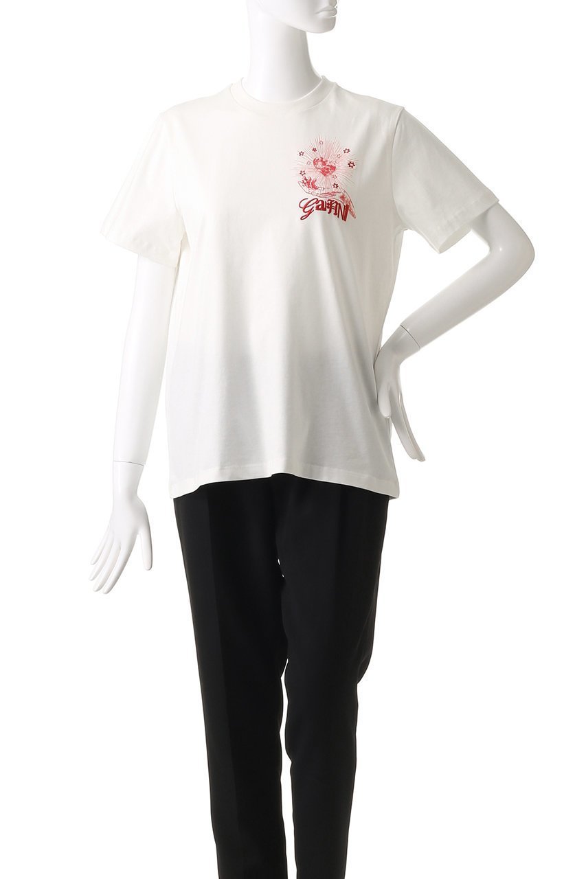 【ガニー/GANNI】のBasic Jersey Celestial Poster Relaxed T-shirt 人気、トレンドファッション・服の通販 founy(ファニー) 　ファッション　Fashion　レディースファッション　Fashion for Women　トップス・カットソー　Cut & Sew Tops　シャツ・ブラウス・オフィスカジュアル　Elegant Blouses & Button-Ups　ロングTシャツ・Tシャツ　Longline T-Shirts & Tees　カットソー・ベーシックTシャツ　Cut-and-Sewn Tops / Stretch Tees & Basics　ショート　Short, Short Length　スリーブ　Sleeve, Long Sleeve / Short Sleeve　プリント　Print, Printed Pattern　リラックス　Relax, Relaxed Fit　other-2|ID: prp329100004320295 ipo3291000000032811503