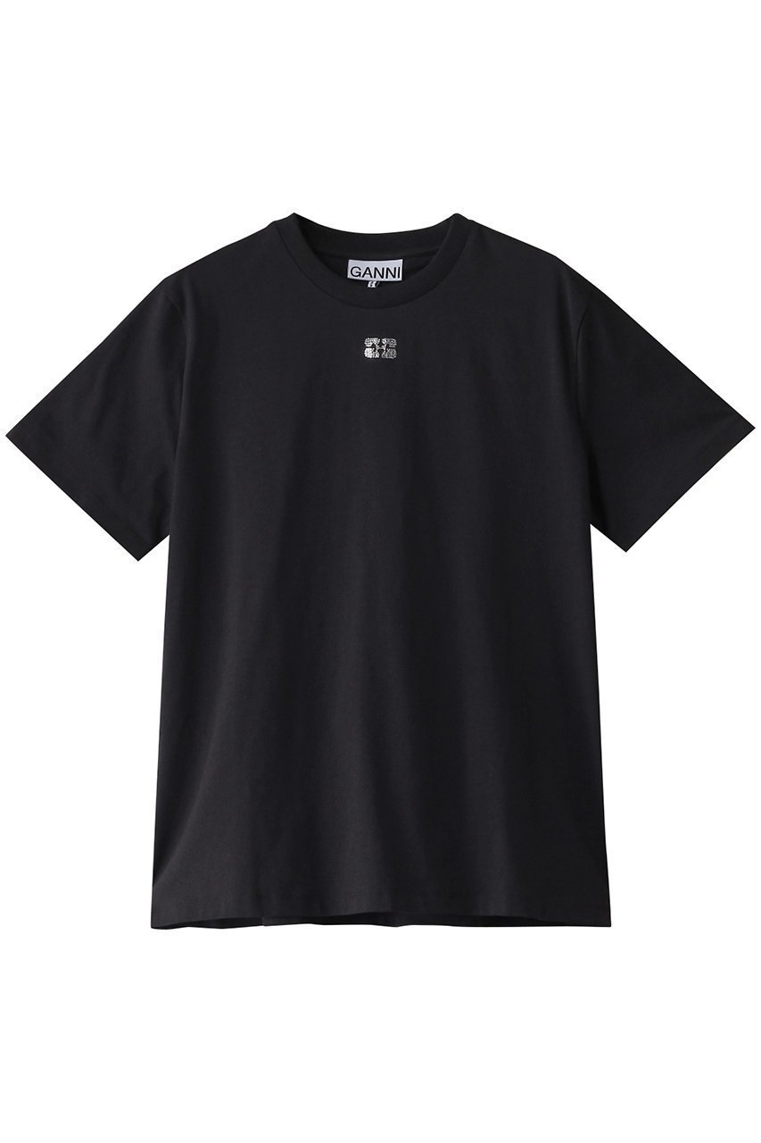 【ガニー/GANNI】のBasic Jersey ラインストーン リラックスTシャツ インテリア・キッズ・メンズ・レディースファッション・服の通販 founy(ファニー) 　ファッション　Fashion　レディースファッション　WOMEN　トップス・カットソー　Tops/Tshirt　シャツ/ブラウス　Shirts/Blouses　ロング / Tシャツ　T-Shirts　カットソー　Cut and Sewn　2025年　2025　A/W・秋冬　Aw・Autumn/Winter・Fw・Fall-Winter　S/S・春夏　Ss・Spring/Summer　ショート　Short　シンプル　Simple　ストーン　Stone　スリーブ　Sleeve　フロント　Front　ベーシック　Basic　ボトム　Bottom　リラックス　Relax　エレガント 上品　Elegant　夏　Summer　春　Spring　ブラック|ID: prp329100004320297 ipo3291000000029973306