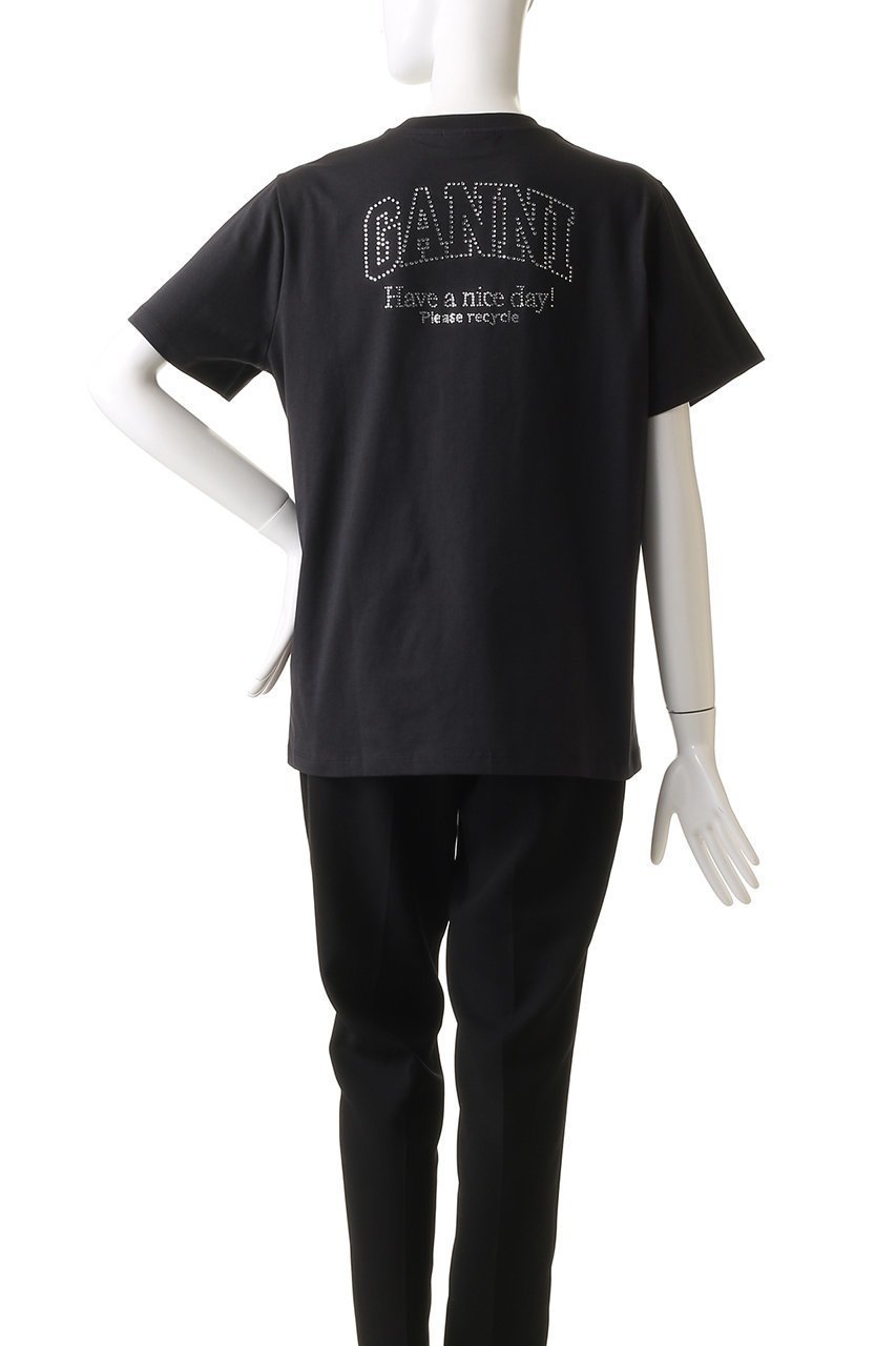 【ガニー/GANNI】のBasic Jersey ラインストーン リラックスTシャツ 人気、トレンドファッション・服の通販 founy(ファニー) 　ファッション　Fashion　レディースファッション　Fashion for Women　トップス・カットソー　Cut & Sew Tops　シャツ・ブラウス・オフィスカジュアル　Elegant Blouses & Button-Ups　ロングTシャツ・Tシャツ　Longline T-Shirts & Tees　カットソー・ベーシックTシャツ　Cut-and-Sewn Tops / Stretch Tees & Basics　ショート　Short, Short Length　シンプル　Simple, Minimal　ストーン　Stone, Gem-Like　スリーブ　Sleeve, Long Sleeve / Short Sleeve　フロント　Front, Front Design　ベーシック　Basic, Essential　ボトム　Bottoms, Lower Wear　リラックス　Relax, Relaxed Fit　エレガント 上品　Elegant　other-4|ID: prp329100004320297 ipo3291000000032811512