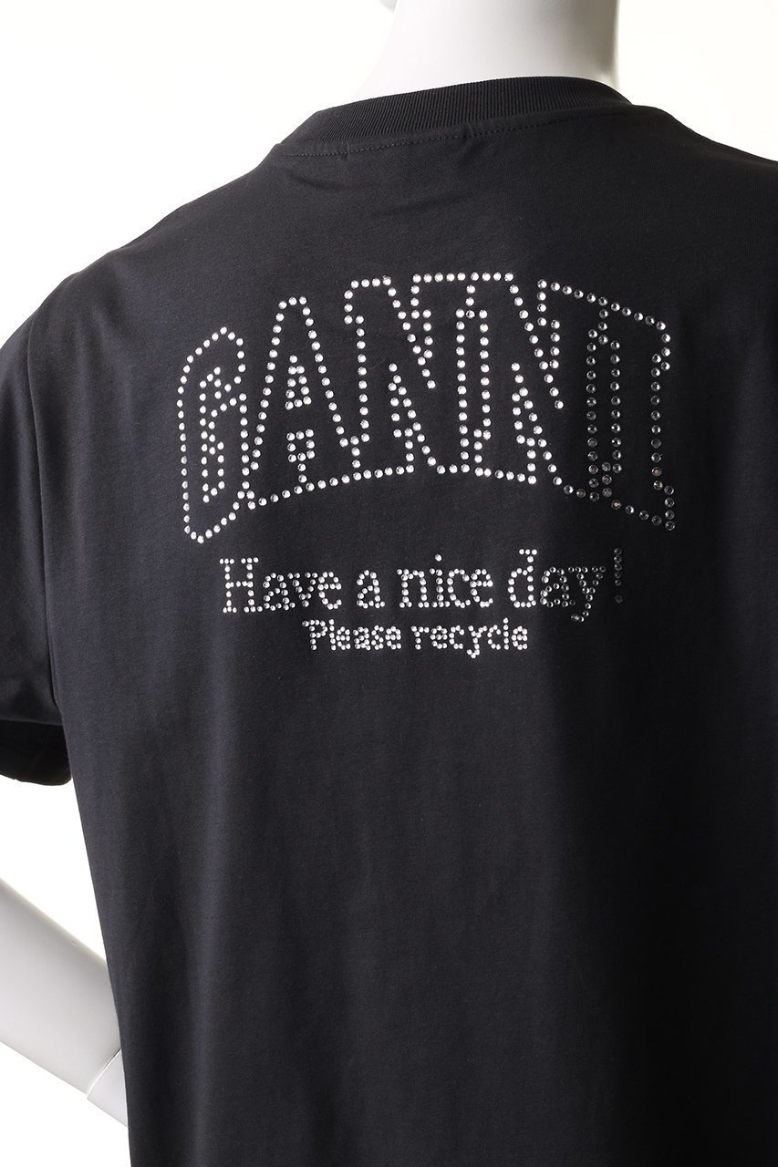 【ガニー/GANNI】のBasic Jersey ラインストーン リラックスTシャツ 人気、トレンドファッション・服の通販 founy(ファニー) 　ファッション　Fashion　レディースファッション　Fashion for Women　トップス・カットソー　Cut & Sew Tops　シャツ・ブラウス・オフィスカジュアル　Elegant Blouses & Button-Ups　ロングTシャツ・Tシャツ　Longline T-Shirts & Tees　カットソー・ベーシックTシャツ　Cut-and-Sewn Tops / Stretch Tees & Basics　ショート　Short, Short Length　シンプル　Simple, Minimal　ストーン　Stone, Gem-Like　スリーブ　Sleeve, Long Sleeve / Short Sleeve　フロント　Front, Front Design　ベーシック　Basic, Essential　ボトム　Bottoms, Lower Wear　リラックス　Relax, Relaxed Fit　エレガント 上品　Elegant　other-6|ID: prp329100004320297 ipo3291000000032811514