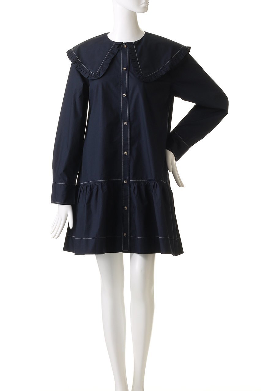 【ガニー/GANNI】のCotton Poplin Big Collar ミニ シャツドレス 人気、トレンドファッション・服の通販 founy(ファニー) 　ファッション　Fashion　レディースファッション　Fashion for Women　ワンピース　Dresses　フォーマル・パーティードレス・結婚式用ドレス　Elegant & Casual Dresses　チュニック　Tunic Tops & Dresses　ギャザー　Gathered, Ruffled　チュニック　Tunic, Long Top　ドレス　Dress, One-Piece　ビッグ　Big, Oversized　フェミニン　Feminine, Girly　other-2|ID: prp329100004320308 ipo3291000000032884893