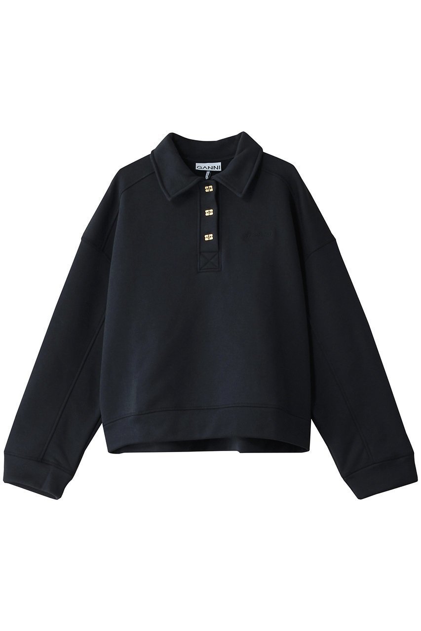 【ガニー/GANNI】のHeavy Fleece ドロップショルダーポロシャツ 人気、トレンドファッション・服の通販 founy(ファニー) 　ファッション　Fashion　レディースファッション　Fashion for Women　トップス・カットソー　Cut & Sew Tops　シャツ・ブラウス・オフィスカジュアル　Elegant Blouses & Button-Ups　レディースパーカー・カジュアルフーディー　Casual Hoodies & Sweatshirts　ロングTシャツ・Tシャツ　Longline T-Shirts & Tees　ポロシャツ・きれいめカジュアル　Smart-Casual Polo Tops　スウェット・クルーネックトップス　Sweatshirts & Crewnecks / Relaxed Fit Sweat Tops　カットソー・ベーシックTシャツ　Cut-and-Sewn Tops / Stretch Tees & Basics　クロップド　Cropped, Short Length　ショルダー　Shoulder, Shoulder Strap　トレンド　Trend, Trending Now　ドロップ　Drop Shoulder, Dropped Style　バランス　Balance, Style Balance　ポロシャツ　Polo Shirt, Collared Tee　長袖　Long Sleeve, Full Sleeve　 other-1|ID: prp329100004320309 ipo3291000000032811488