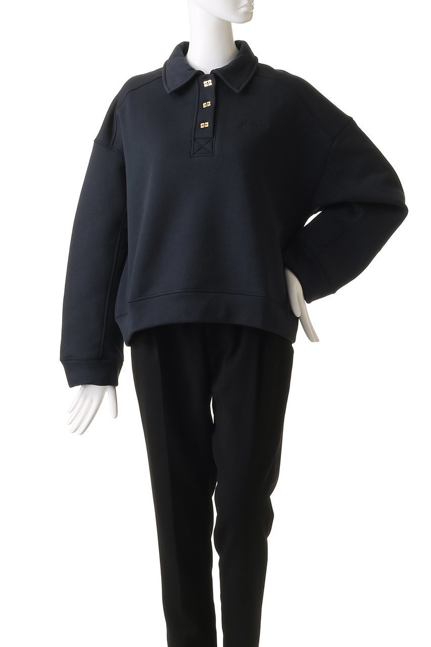 【ガニー/GANNI】のHeavy Fleece ドロップショルダーポロシャツ 人気、トレンドファッション・服の通販 founy(ファニー) 　ファッション　Fashion　レディースファッション　Fashion for Women　トップス・カットソー　Cut & Sew Tops　シャツ・ブラウス・オフィスカジュアル　Elegant Blouses & Button-Ups　レディースパーカー・カジュアルフーディー　Casual Hoodies & Sweatshirts　ロングTシャツ・Tシャツ　Longline T-Shirts & Tees　ポロシャツ・きれいめカジュアル　Smart-Casual Polo Tops　スウェット・クルーネックトップス　Sweatshirts & Crewnecks / Relaxed Fit Sweat Tops　カットソー・ベーシックTシャツ　Cut-and-Sewn Tops / Stretch Tees & Basics　クロップド　Cropped, Short Length　ショルダー　Shoulder, Shoulder Strap　トレンド　Trend, Trending Now　ドロップ　Drop Shoulder, Dropped Style　バランス　Balance, Style Balance　ポロシャツ　Polo Shirt, Collared Tee　長袖　Long Sleeve, Full Sleeve　other-2|ID: prp329100004320309 ipo3291000000032811490