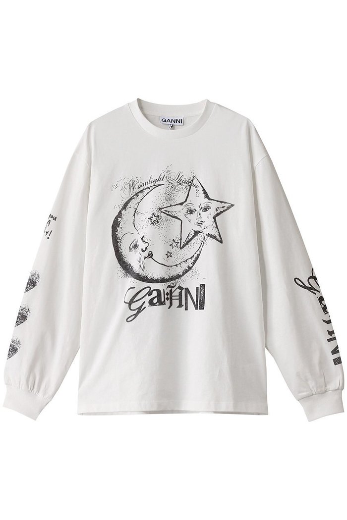 【ガニー/GANNI】のFuture Heavy Jersey Moon ロングスリーブTシャツ インテリア・キッズ・メンズ・レディースファッション・服の通販 founy(ファニー) https://founy.com/ ファッション Fashion レディースファッション Fashion for Women トップス・カットソー Cut & Sew Tops シャツ・ブラウス・オフィスカジュアル Elegant Blouses & Button-Ups ロングTシャツ・Tシャツ Longline T-Shirts & Tees カットソー・ベーシックTシャツ Cut-and-Sewn Tops / Stretch Tees & Basics カーゴパンツ Cargo Pants, Utility Pants スリーブ Sleeve, Long Sleeve / Short Sleeve デニム Denim, Jeans Material フォルム Silhouette, Form プリーツ Pleats, Pleated モチーフ Motif, Design Theme ロング Long, Long-Length |ID: prp329100004320310 ipo3291000000032811494