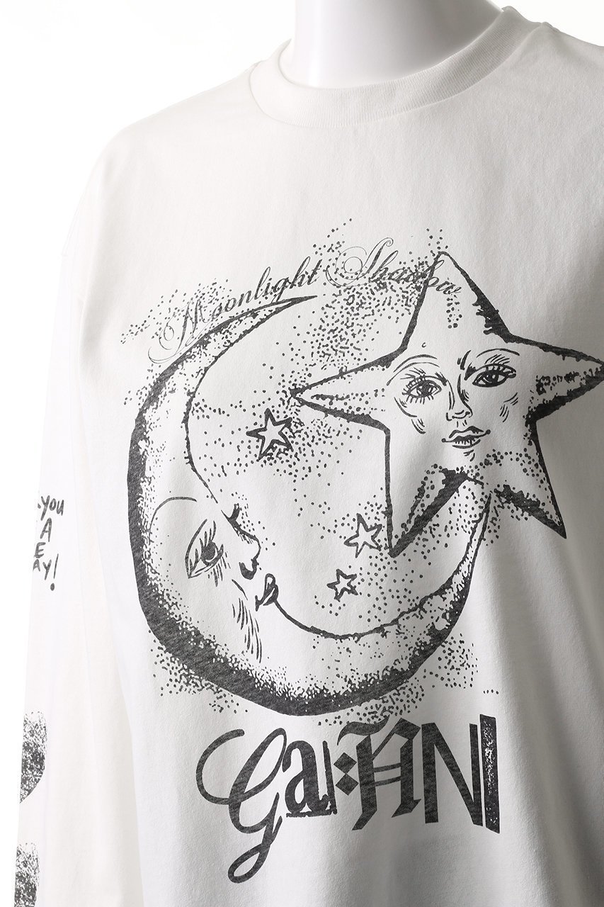 【ガニー/GANNI】のFuture Heavy Jersey Moon ロングスリーブTシャツ 人気、トレンドファッション・服の通販 founy(ファニー) 　ファッション　Fashion　レディースファッション　Fashion for Women　トップス・カットソー　Cut & Sew Tops　シャツ・ブラウス・オフィスカジュアル　Elegant Blouses & Button-Ups　ロングTシャツ・Tシャツ　Longline T-Shirts & Tees　カットソー・ベーシックTシャツ　Cut-and-Sewn Tops / Stretch Tees & Basics　カーゴパンツ　Cargo Pants, Utility Pants　スリーブ　Sleeve, Long Sleeve / Short Sleeve　デニム　Denim, Jeans Material　フォルム　Silhouette, Form　プリーツ　Pleats, Pleated　モチーフ　Motif, Design Theme　ロング　Long, Long-Length　other-5|ID: prp329100004320310 ipo3291000000032811499