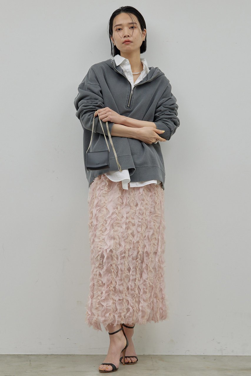 【ガリャルダガランテ/GALLARDAGALANTE】のラッフルチュールスカート 人気、トレンドファッション・服の通販 founy(ファニー) 　ファッション　Fashion　レディースファッション　Fashion for Women　スカート　Skirts　ロングスカート　Long Skirts / Maxi & Midi Skirts　おすすめ　Recommended / Our Picks　エアリー　Airy Texture　オケージョン　Occasion Wear　シアー　Sheer, See-Through　スウェット / スエット　Sweatshirt, Sweatwear　チュール　Tulip, Tulip Motif　デニム　Denim, Jeans Material　ミックス　Mix, Mixed Style　ロング　Long, Long-Length　other-2|ID: prp329100004320340 ipo3291000000032826037