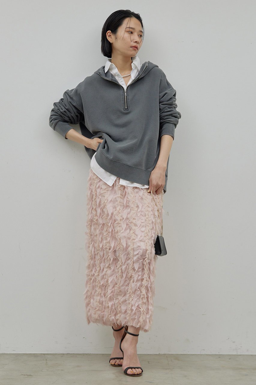 【ガリャルダガランテ/GALLARDAGALANTE】のラッフルチュールスカート 人気、トレンドファッション・服の通販 founy(ファニー) 　ファッション　Fashion　レディースファッション　Fashion for Women　スカート　Skirts　ロングスカート　Long Skirts / Maxi & Midi Skirts　おすすめ　Recommended / Our Picks　エアリー　Airy Texture　オケージョン　Occasion Wear　シアー　Sheer, See-Through　スウェット / スエット　Sweatshirt, Sweatwear　チュール　Tulip, Tulip Motif　デニム　Denim, Jeans Material　ミックス　Mix, Mixed Style　ロング　Long, Long-Length　other-3|ID: prp329100004320340 ipo3291000000032826038
