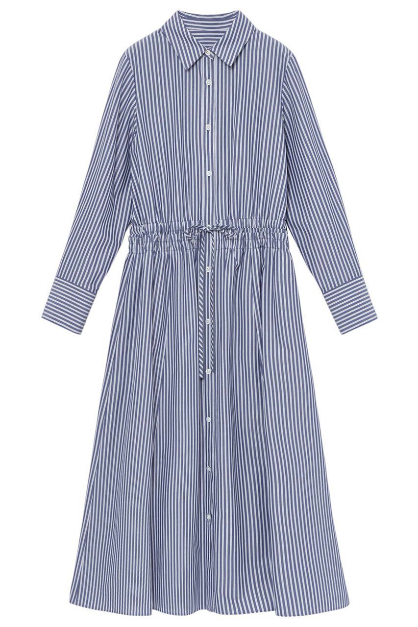 【アナイ/ANAYI】のストライプドロストシャツ ワンピース インテリア・キッズ・メンズ・レディースファッション・服の通販 founy(ファニー) 　ファッション　Fashion　レディースファッション　Fashion for Women　ワンピース　Dresses　シャツワンピース / 1枚で着映えコーデ　Shirt Dresses　チュニック　Tunic Tops & Dresses　エレガント 上品　Elegant　カフス　Cuff Design　ギャザー　Gathered, Ruffled　ストライプ　Stripe, Striped Pattern　チュニック　Tunic, Long Top　ドローストリング　Drawstring, Pull Cord　ブロード　Broadcloth, Fine Cotton　ロング　Long, Long-Length　ブルー|ID: prp329100004320353 ipo3291000000032866015