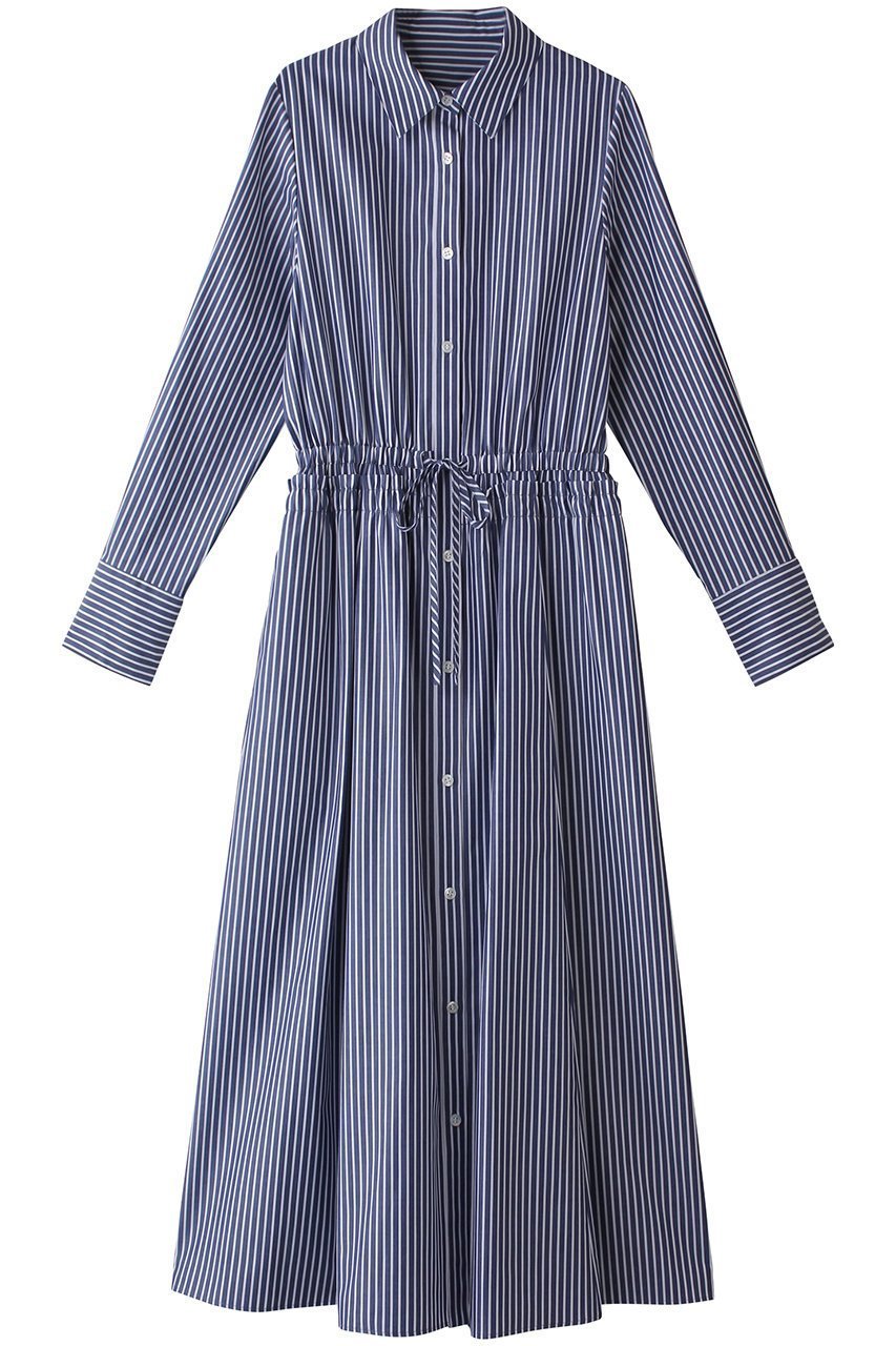 【アナイ/ANAYI】のストライプドロストシャツ ワンピース インテリア・キッズ・メンズ・レディースファッション・服の通販 founy(ファニー) 　ファッション　Fashion　レディースファッション　Fashion for Women　ワンピース　Dresses　シャツワンピース / 1枚で着映えコーデ　Shirt Dresses　チュニック　Tunic Tops & Dresses　エレガント 上品　Elegant　カフス　Cuff Design　ギャザー　Gathered, Ruffled　ストライプ　Stripe, Striped Pattern　チュニック　Tunic, Long Top　ドローストリング　Drawstring, Pull Cord　ブロード　Broadcloth, Fine Cotton　ロング　Long, Long-Length　ブルー2|ID: prp329100004320353 ipo3291000000032866028