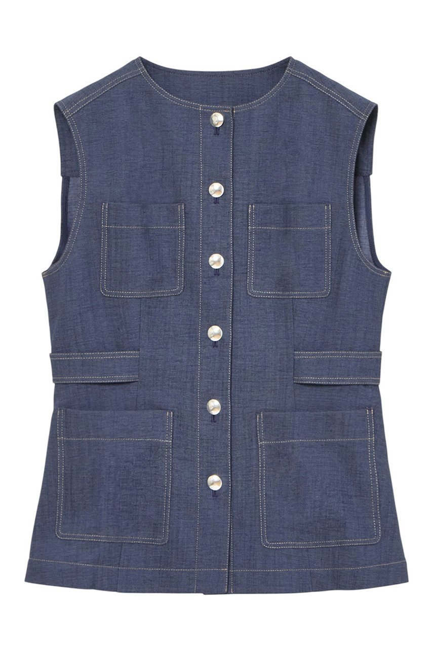 【アナイ/ANAYI】のオックスストレッチポケットジレ インテリア・キッズ・メンズ・レディースファッション・服の通販 founy(ファニー) 　ファッション　Fashion　レディースファッション　Fashion for Women　アウター　Coat / Outerwear Collection　レディースジャケット・軽アウター　Jackets　おすすめ　Recommended / Our Picks　オックス　Oxford Fabric　ジャケット　Jacket, Outerwear　セットアップ　Set-Up, Coordinated Outfit　ベスト　Vest, Waistcoat　ポケット　Pocket, Pocket Detail　メタル　Metal, Metal Parts　リュクス　Luxury, Elegant, High-End, Chic　ワイド　Wide, Wide Fit　インディゴ|ID: prp329100004320357 ipo3291000000032926456