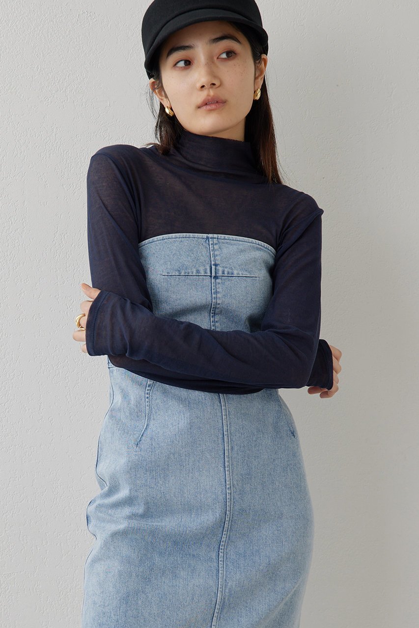 【ウィムガゼット/Whim Gazette】のDENIMベアトップワンピース 人気、トレンドファッション・服の通販 founy(ファニー) 　ファッション　Fashion　レディースファッション　Fashion for Women　ワンピース　Dresses　チュニック　Tunic Tops & Dresses　エレガント 上品　Elegant　カットソー　Cut and Sewn Top　ストレッチ　Stretch, Stretchy Fabric　チュニック　Tunic, Long Top　デニム　Denim, Jeans Material　フィット　Fit, Slim Fit　ロング　Long, Long-Length　ヴィンテージ　Vintage Style　other-2|ID: prp329100004320363 ipo3291000000032865421