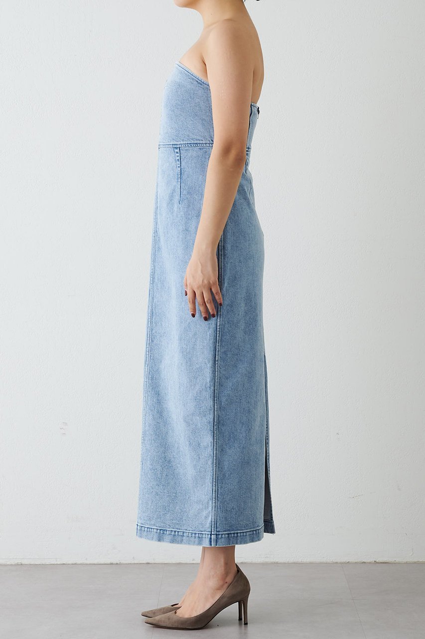【ウィムガゼット/Whim Gazette】のDENIMベアトップワンピース 人気、トレンドファッション・服の通販 founy(ファニー) 　ファッション　Fashion　レディースファッション　Fashion for Women　ワンピース　Dresses　チュニック　Tunic Tops & Dresses　エレガント 上品　Elegant　カットソー　Cut and Sewn Top　ストレッチ　Stretch, Stretchy Fabric　チュニック　Tunic, Long Top　デニム　Denim, Jeans Material　フィット　Fit, Slim Fit　ロング　Long, Long-Length　ヴィンテージ　Vintage Style　other-7|ID: prp329100004320363 ipo3291000000032865450