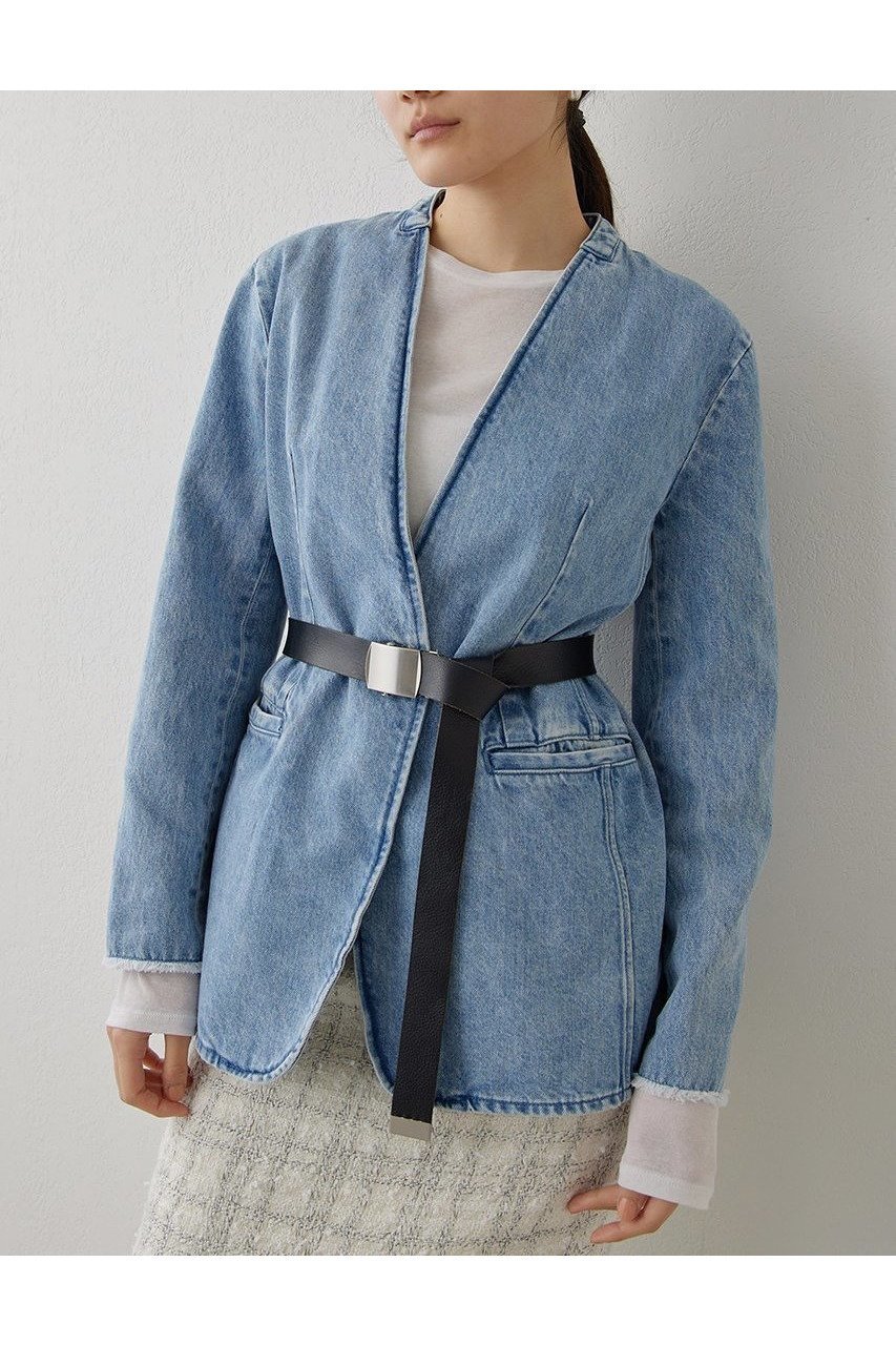 【ウィムガゼット/Whim Gazette】のDENIMノーカラージャケット 人気、トレンドファッション・服の通販 founy(ファニー) 　ファッション　Fashion　レディースファッション　WOMEN　アウター　Coat Outerwear　ジャケット　Jackets　ノーカラージャケット　No Collar Leather Jackets　2025年　2025　A/W・秋冬　Aw・Autumn/Winter・Fw・Fall-Winter　S/S・春夏　Ss・Spring/Summer　ジャケット　Jacket　スラックス　Slacks　デニム　Denim　フリンジ　Fringe　ヴィンテージ　Vintage　エレガント 上品　Elegant　夏　Summer　春　Spring　 other-1|ID: prp329100004320364 ipo3291000000029973547