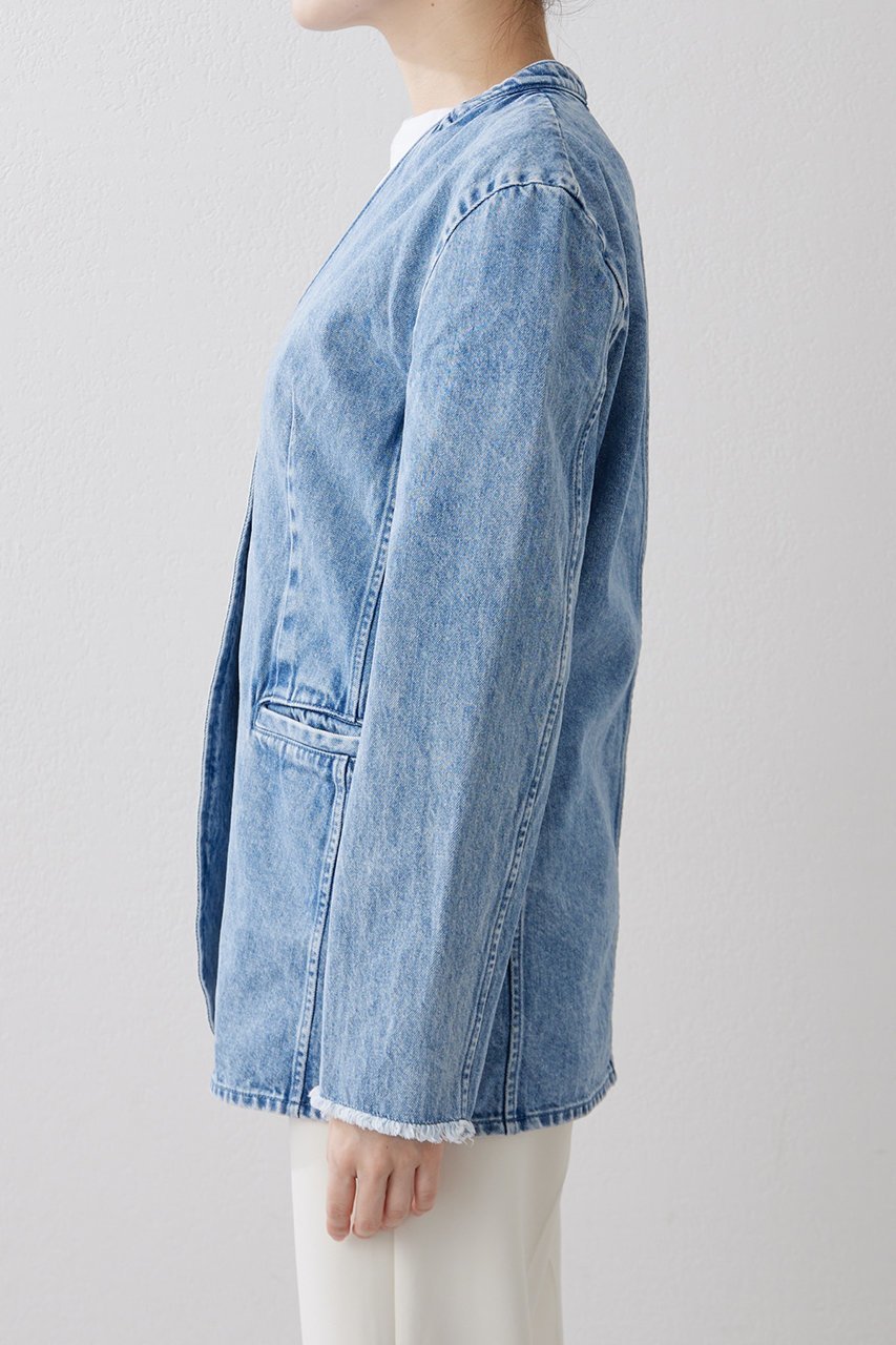 【ウィムガゼット/Whim Gazette】のDENIMノーカラージャケット 人気、トレンドファッション・服の通販 founy(ファニー) 　ファッション　Fashion　レディースファッション　Fashion for Women　アウター　Coat / Outerwear Collection　レディースジャケット・軽アウター　Jackets　ノーカラージャケット / シンプル上品コーデ　Collarless Jackets　ジャケット　Jacket, Outerwear　スラックス　Slacks, Dress Pants　デニム　Denim, Jeans Material　フリンジ　Fringe, Tassel　ヴィンテージ　Vintage Style　エレガント 上品　Elegant　other-7|ID: prp329100004320364 ipo3291000000032955847