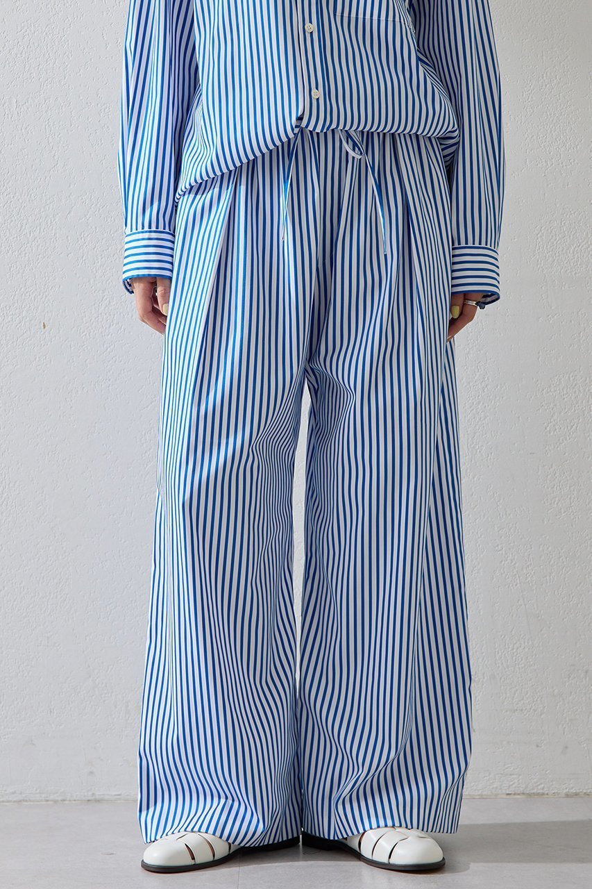 【ウィムガゼット/Whim Gazette】のストライプパンツ インテリア・キッズ・メンズ・レディースファッション・服の通販 founy(ファニー) 　ファッション　Fashion　レディースファッション　Fashion for Women　パンツ　Pants & Trousers　なめらか　Smooth, Silky Texture　サテン　Satin, Glossy Fabric　ストライプ　Stripe, Striped Pattern　リラックス　Relax, Relaxed Fit　ルーズ　Loose, Oversized　ワイド　Wide, Wide Fit　エレガント 上品　Elegant　ブルー|ID: prp329100004320366 ipo3291000000036870926