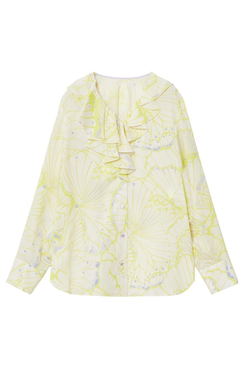 【アナイ/ANAYI】のバタフライプリントフリル ブラウス インテリア・キッズ・メンズ・レディースファッション・服の通販 founy(ファニー) ファッション Fashion レディースファッション Fashion for Women トップス・カットソー Cut & Sew Tops シャツ・ブラウス・オフィスカジュアル Elegant Blouses & Button-Ups アシンメトリー Asymmetrical Style カラフル Colorful Design シルク Silk, 100% Silk ジョーゼット Georgette, Semi-Sheer Fabric スリーブ Sleeve, Long Sleeve / Short Sleeve フリル Frill, Ruffle プリント Print, Printed Pattern モチーフ Motif, Design Theme ロング Long, Long-Length 再入荷 Restock / Back in Stock 別注 Limited Edition, Custom Order 春 Spring イエロー|ID: prp329100004321900 ipo3291000000035052653