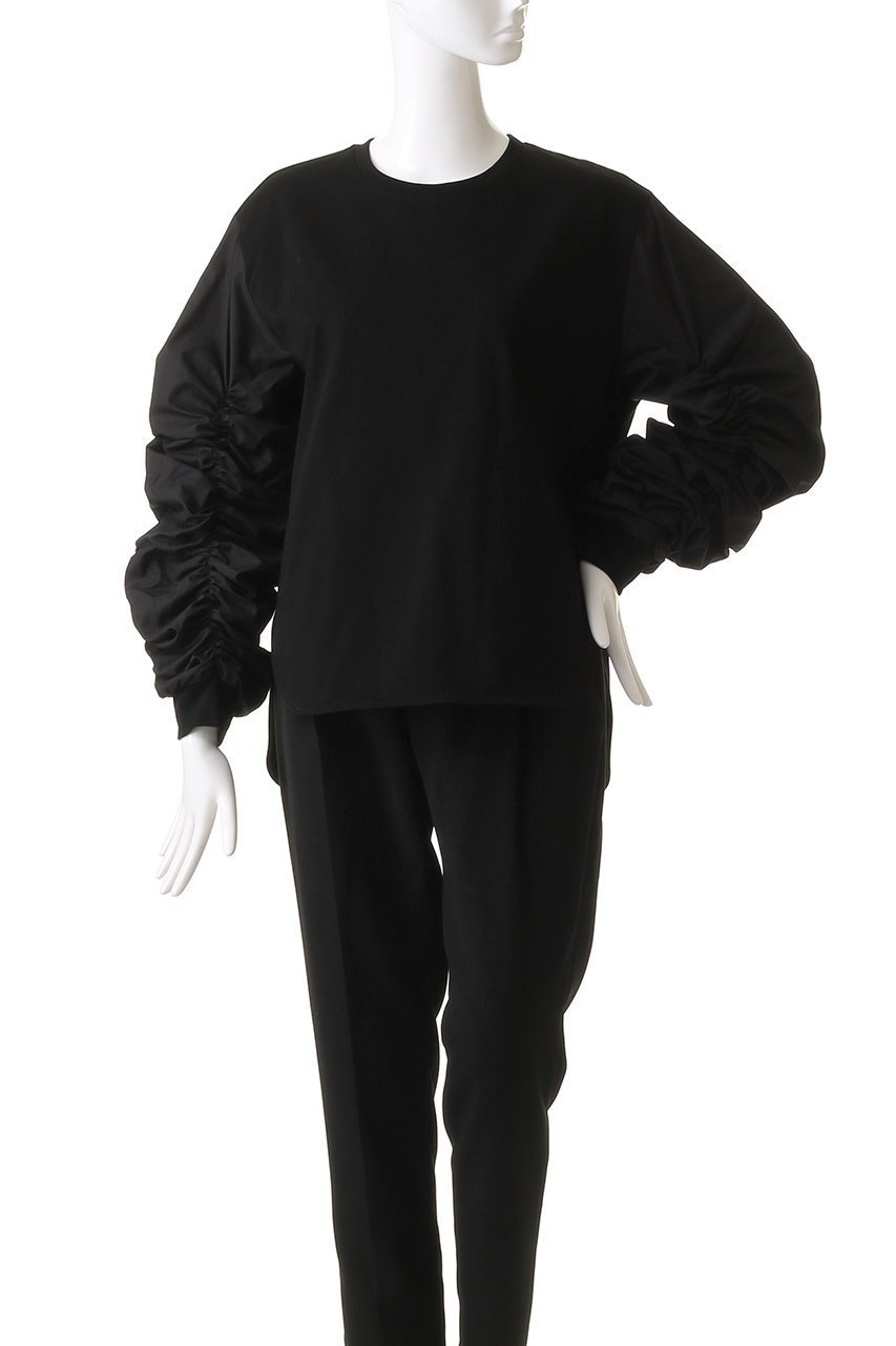 【プレインピープル/PLAIN PEOPLE】のギャザースリーブプルオーバー 人気、トレンドファッション・服の通販 founy(ファニー) 　ファッション　Fashion　レディースファッション　Fashion for Women　トップス・カットソー　Cut & Sew Tops　シャツ・ブラウス・オフィスカジュアル　Elegant Blouses & Button-Ups　ロングTシャツ・Tシャツ　Longline T-Shirts & Tees　カジュアルプルオーバー・ニットトップス　Pullovers & Knit Tops / Casual Pullovers　カットソー・ベーシックTシャツ　Cut-and-Sewn Tops / Stretch Tees & Basics　ギャザー　Gathered, Ruffled　スリーブ　Sleeve, Long Sleeve / Short Sleeve　フェミニン　Feminine, Girly　ロング　Long, Long-Length　other-2|ID: prp329100004321901 ipo3291000000035041340