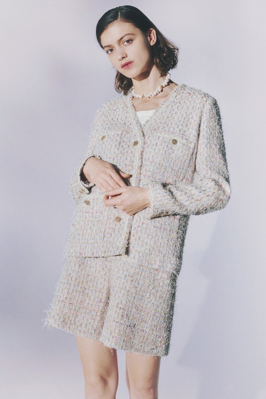 【アナイ/ANAYI】のフェザーツイード4ポケット ジャケット 人気、トレンドファッション・服の通販 founy(ファニー) 　ファッション　Fashion　レディースファッション　Fashion for Women　アウター　Coat / Outerwear Collection　レディースジャケット・軽アウター　Jackets　おすすめ　Recommended / Our Picks　イエロー　Yellow　キュロット　Culottes, Wide Shorts　シンプル　Simple, Minimal　ジャケット　Jacket, Outerwear　ツイード　Twill, Twill Weave　バランス　Balance, Style Balance　パープル　Purple, Violet　フェザー　Feather, Feather Detail　ポケット　Pocket, Pocket Detail　モダン　Modern, Contemporary　エレガント 上品　Elegant　other-8|ID: prp329100004321904 ipo3291000000032927255