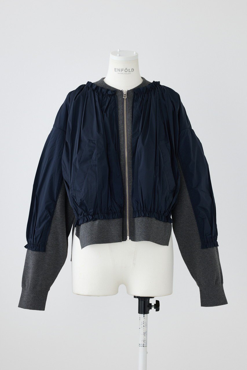 【エンフォルド/ENFOLD】のATHENA ニット×タフタブルゾン インテリア・キッズ・メンズ・レディースファッション・服の通販 founy(ファニー) 　ファッション　Fashion　レディースファッション　WOMEN　アウター　Coat Outerwear　ジャケット　Jackets　ブルゾン　Blouson/Jackets　エレガント 上品　Elegant　ジャケット　Jacket　タフタ　Taffeta　ドッキング　Docking　ブルゾン　Blouson　ポケット　Pocket　春　Spring　秋　Autumn/Fall　羽織　Haori　チャコールグレー|ID: prp329100004321930 ipo3291000000030113886