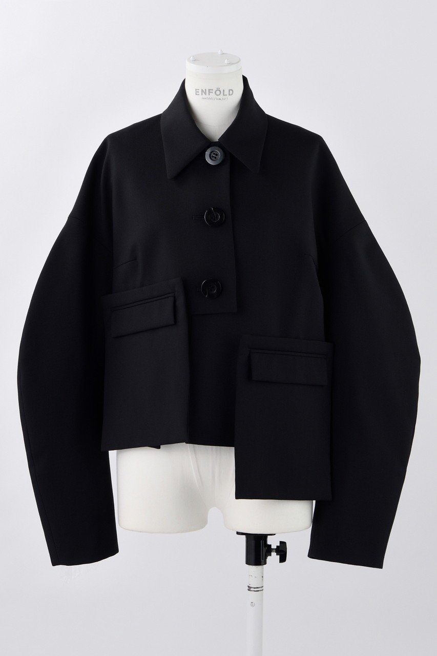 【エンフォルド/ENFOLD】のハイカウントトロ ステンカラーショートJK/ジャケット 人気、トレンドファッション・服の通販 founy(ファニー) 　ファッション　Fashion　レディースファッション　Fashion for Women　アウター　Coat / Outerwear Collection　レディースジャケット・軽アウター　Jackets　アシンメトリー　Asymmetrical Style　ショート　Short, Short Length　ジャケット　Jacket, Outerwear　バランス　Balance, Style Balance　パッチ　Patch, Appliqué　ポケット　Pocket, Pocket Detail　ワイド　Wide, Wide Fit　 other-1|ID: prp329100004321931 ipo3291000000032917749